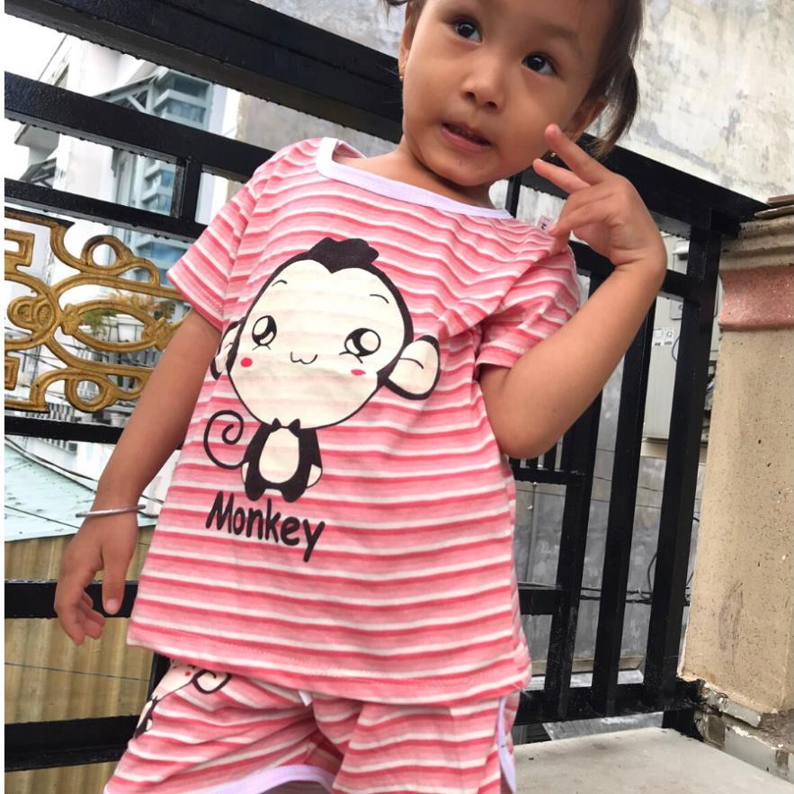 Đồ bộ bé gái bé trai tay ngắn - Combo 2 bộ đồ trẻ em mặc nhà kẻ sọc xuất Hàn đồ bộ trẻ em mùa hè cho bé gái trai