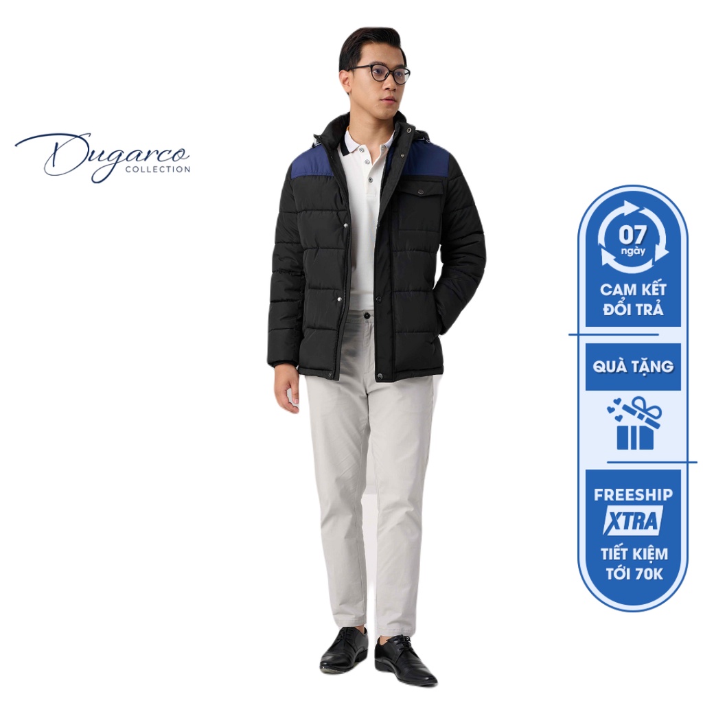 Áo khoác phao DUGARCO nam 3 lớp mũ rời siêu nhẹ cao cấp tính năng trượt nước 228JK22078