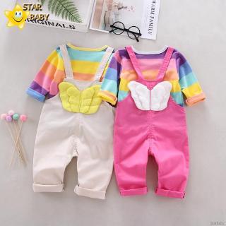 Set áo thun tay dài và quần yếm cho bé gái