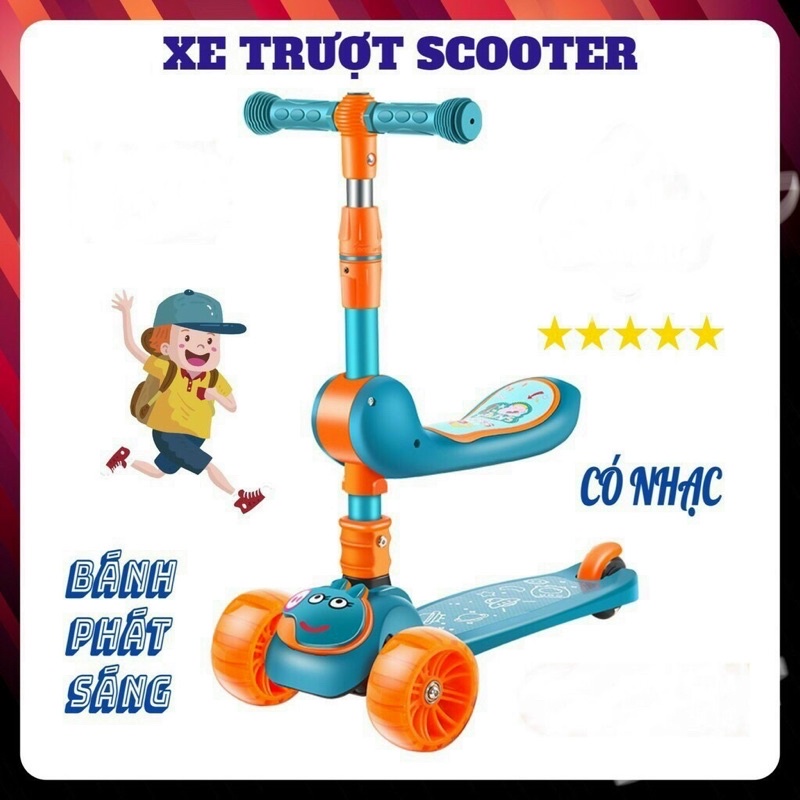 Xe trượt scooter có ghế, đèn nhạc cực hot