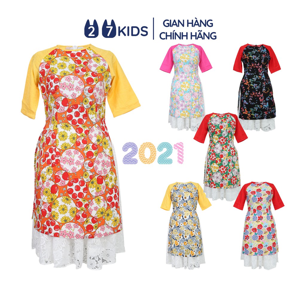 Set váy áo dài cách tân AZUNA KIDS cho người lớn, mẹ bé - vải cotton thô hàn quốc
