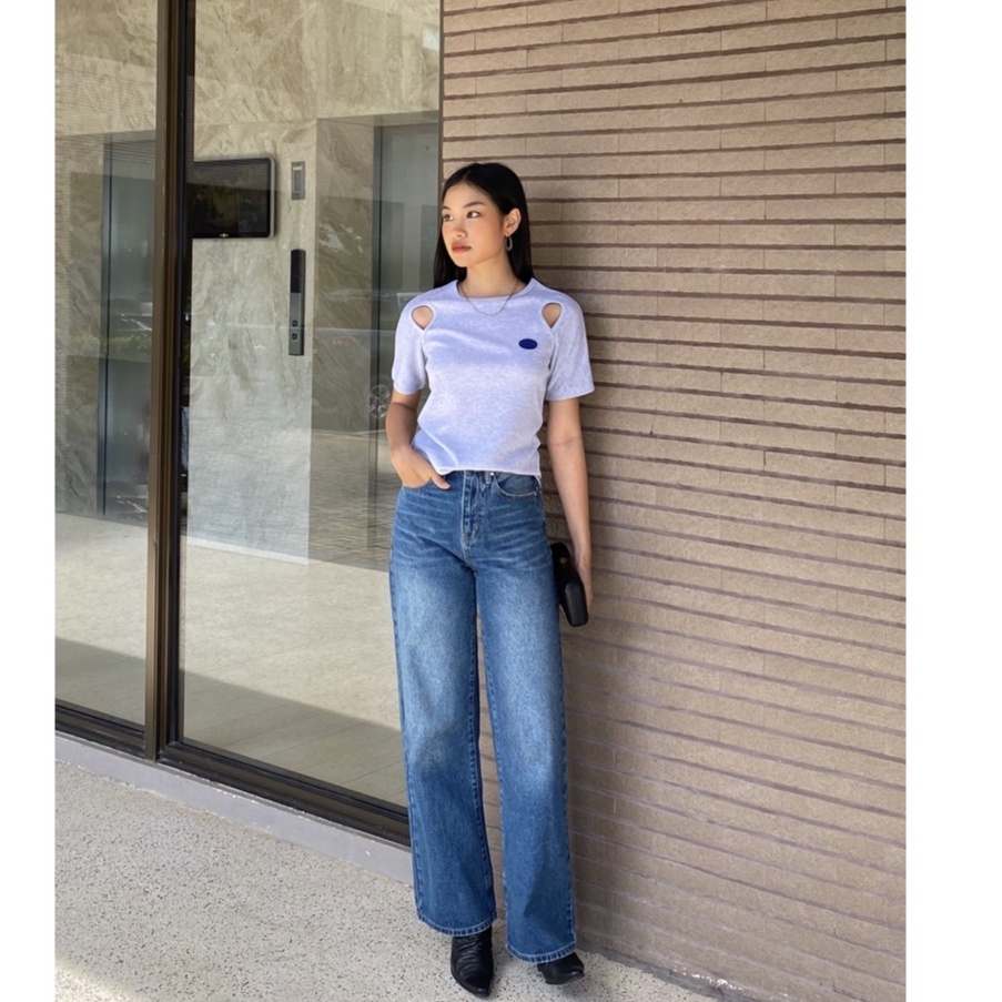 TheBlueTshirt - Quần Jeans Nữ Màu Xanh - Straight A Jeans - 2022 Wash