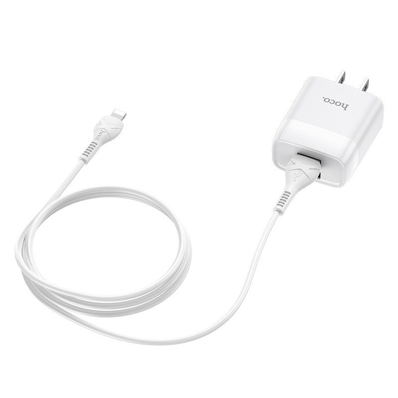 Cốc sạc 2 cổng và Bộ cốc cáp sạc Hoco C73 Glorious 2.4A - chân Lightning / Micro-USB / Type-C (Trắng)