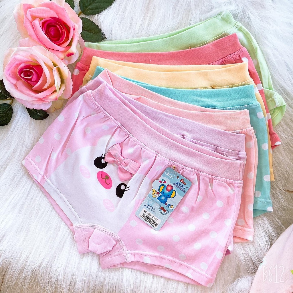 Combo 5 quần chip bé gái, Quần chip đùi cotton cao cấp cho bé 3-10 tuổi họa tiết đủ màu sắc tươi vui