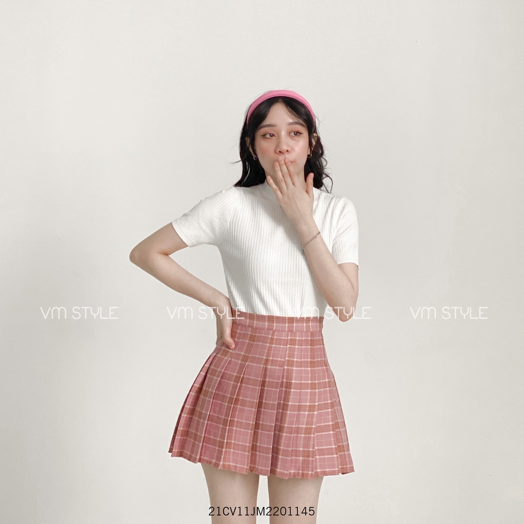 Chân váy ngắn chữ A xếp ly caro, chân váy tennis kèm quần lót bên trong thời trang Hàn Quốc VM STYLE 21CV11JM2201 | BigBuy360 - bigbuy360.vn