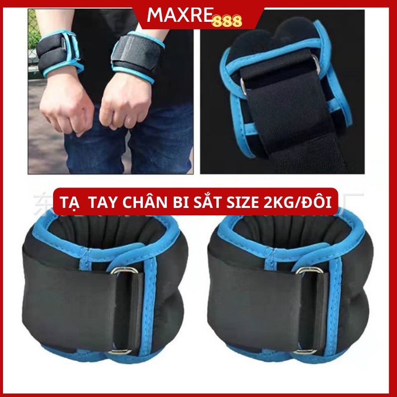 Cặp Tạ Đeo Tay Chân 2kg (1kg/tạ) Chất Liệu Bi Sắt Bền Dụng Cụ Tập Gym Chạy Bộ