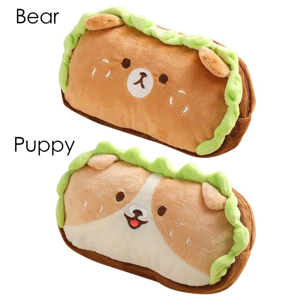 Túi Đựng Bút Hình Hamburger Bằng Lông Nhung Kích Thước Lớn Dễ Thương Xinh Xắn