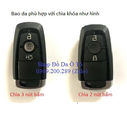 [Thương hiệu] Bao da chìa khóa Ford Ecosport, Everest, Ranger, Raptor bằng da bò, kèm tặng móc khóa, khắc tên miễn phí