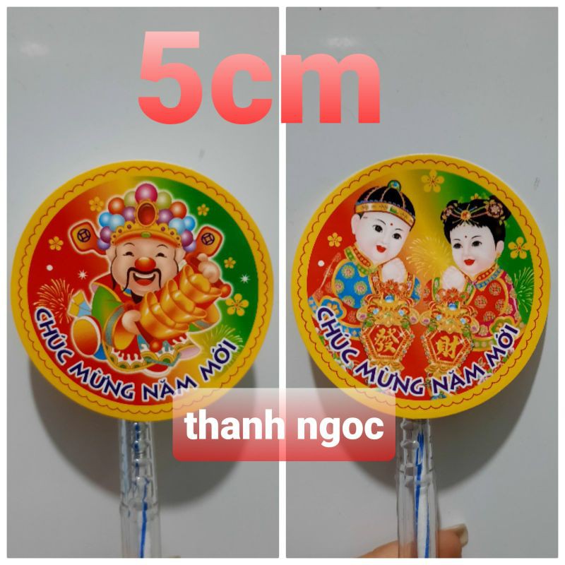 Tem dán tròn chúc mừng năm mới 5cm ( 32 con )