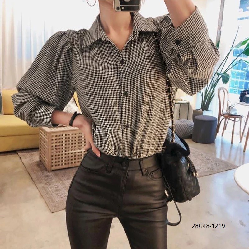 G48-1219 ÁO SƠ MI CARO NHÍ TAY BỒNG