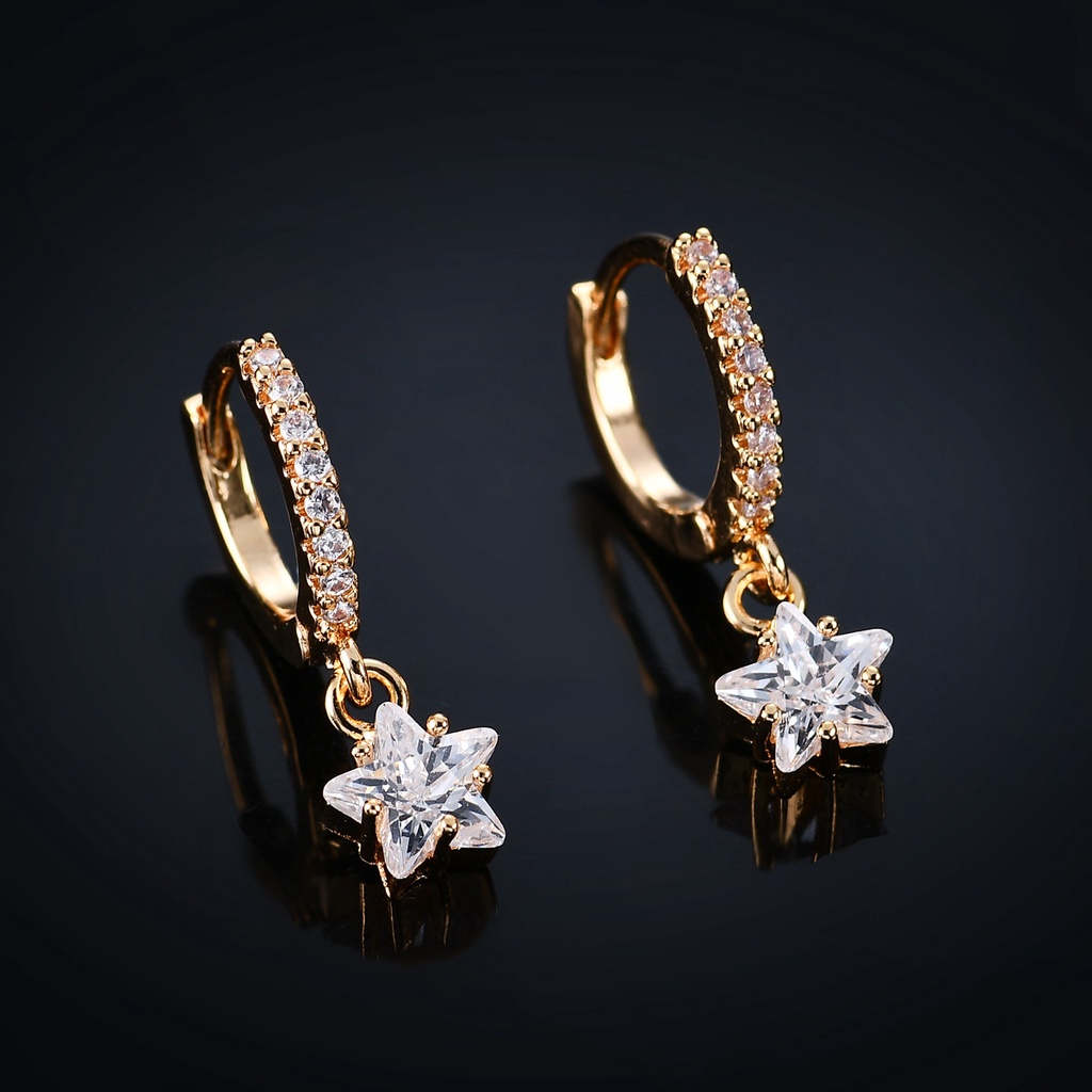 Bông Tai Hình Ngôi Sao Đính Đá Zircon Đơn Giản Thời Trang Âu Mỹ