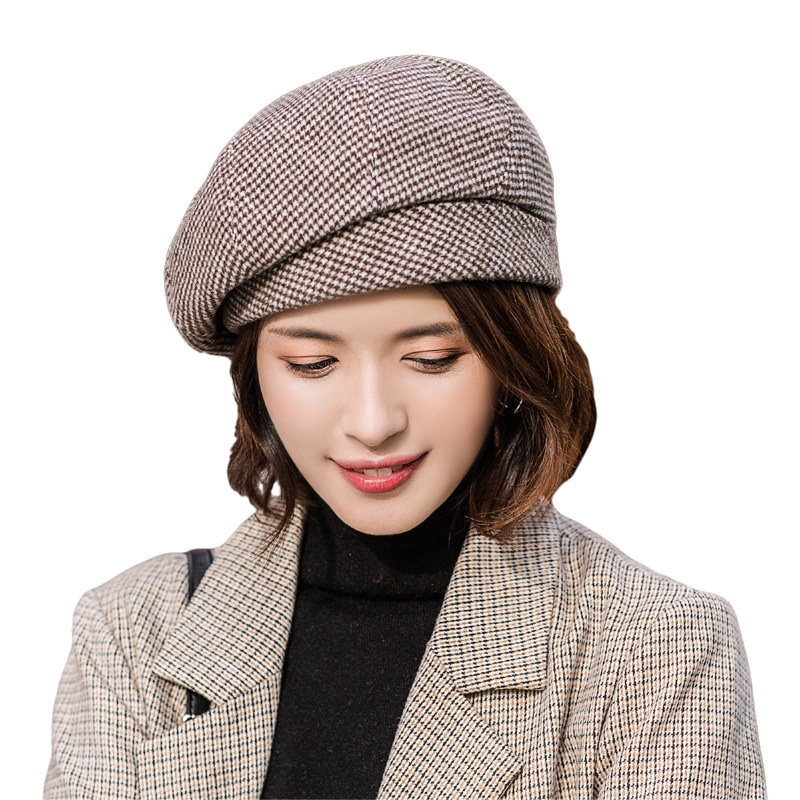 Unique design striped beret hat for women