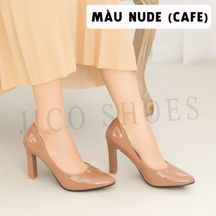 GIÀY CAO GÓT BÍT MŨI DA BÓNG TRƠN CAO 8 PHÂN - JICO SHOES -