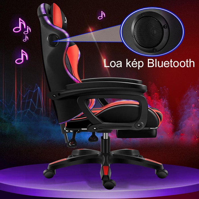 ghế gaming có loa bluetooth , đèn led , massage , ghế livestream bảo hành 12 tháng