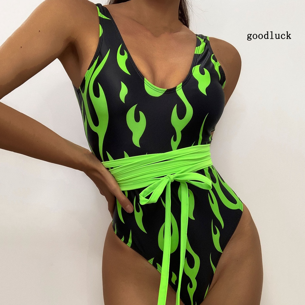 Bộ Đồ Bơi Bikini Họa Tiết Ngọn Lửa Nhiều Màu Sắc Gợi Cảm Cho Nữ