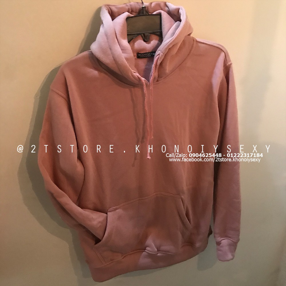 Áo hoodie unisex 2T Store H12 màu hồng ruốc - Áo khoác nỉ bông nón 2 lớp dày dặn chất lượng đẹp | WebRaoVat - webraovat.net.vn