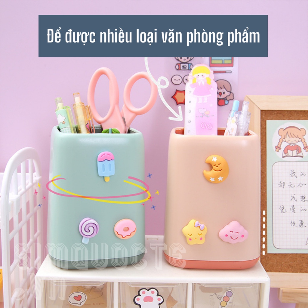 Hộp đựng bút văn phòng phẩm để bản học kèm sticker nhựa dán DIY ST282