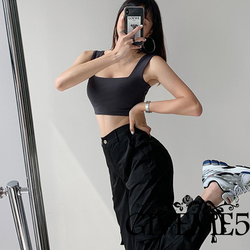 Áo ba lỗ cổ vuông màu trơn thời trang dành cho nữ