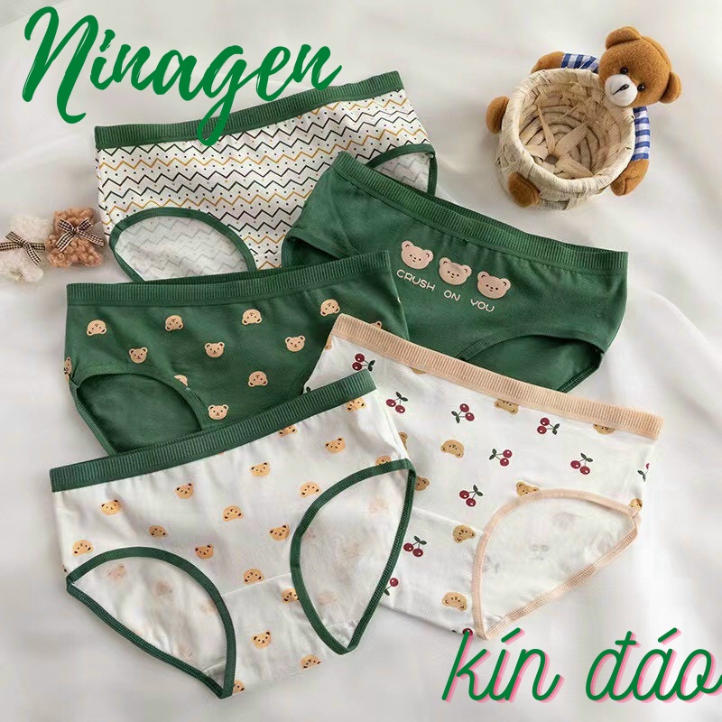 Quần lót nữ cotton kháng khuẩn khử mùi cao cấp họa tiết baby dễ thương, ôm mông gợi cảm, freesize &lt;55kg. Ninagen.xstore