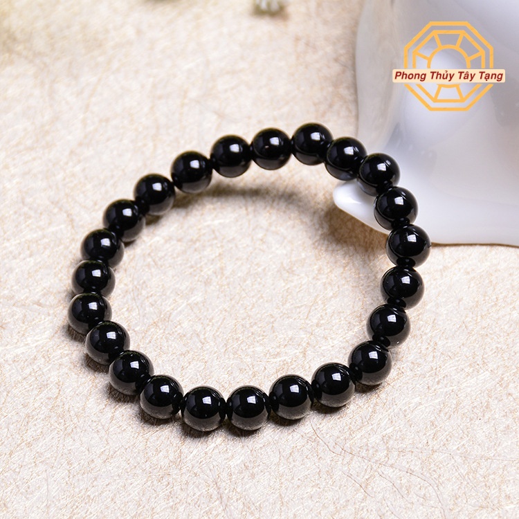 Vòng tay phong thủy đá MNao Đen may mắn tài lộc bình an nam nữ mệnh Thủy Mộc - Tặng hộp gỗ cao cấp - Phong Thủy Tây Tạng