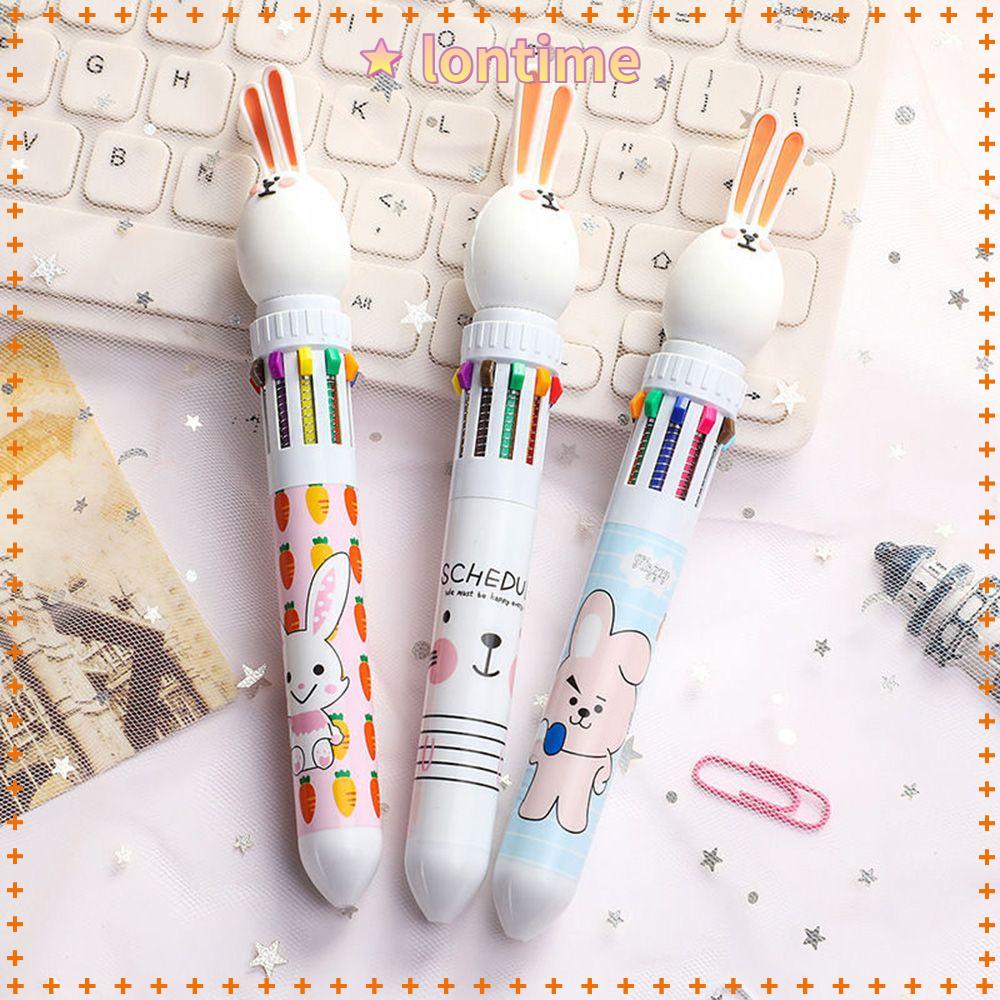 Bộ Bút Bi 10 Màu Hình Thỏ Dễ Thương Tiện Dụng Cho Văn Phòng