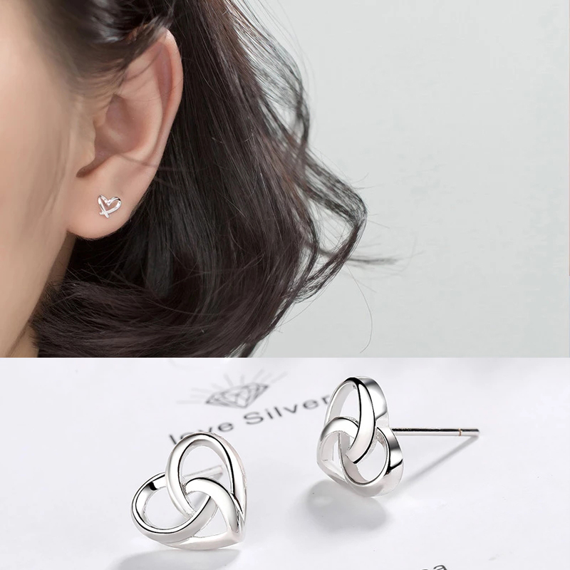 Bông tai hình trái tim dễ thương phong cách Hàn Quốc cho nữ