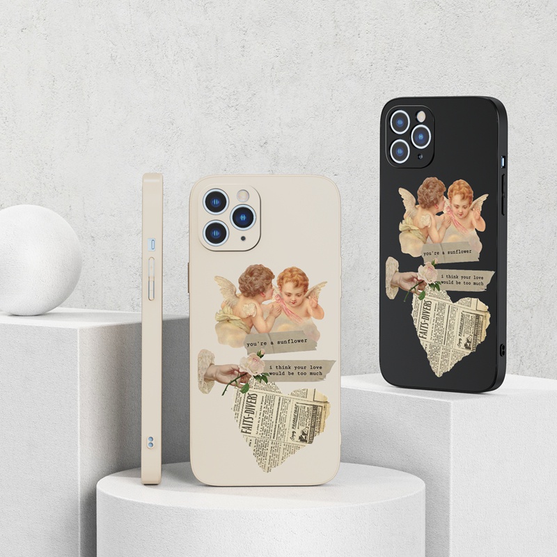 Ốp lưng iphone Ốp điện thoại SUNTAIHO silicon mềm in hình hai thiên thần cho iPhone 13 12 11 Pro Max X XR XS Max 7 8 Plus 12mini 13mini