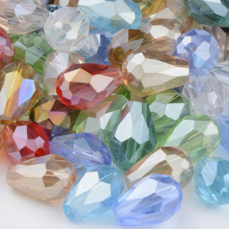 Set 100 hạt pha lê hình giọt nước dùng làm trang sức thủ công