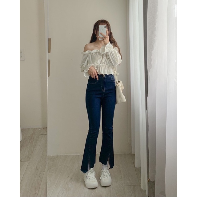 Quần jean vạt xẻ thấp cao 433