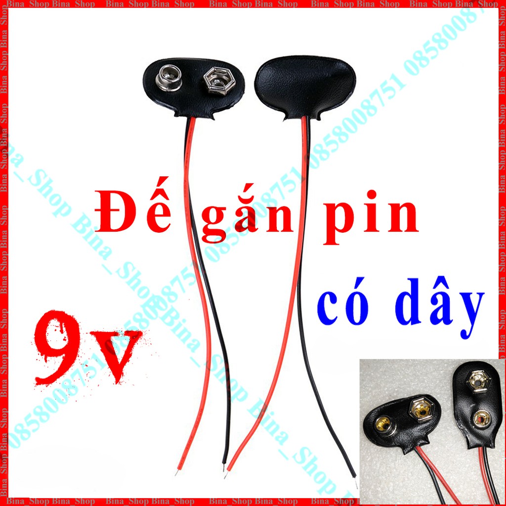 Đế pin 9v có dây dài 15cm Cáp nối pin 9V chữ I chữ T tự chọn