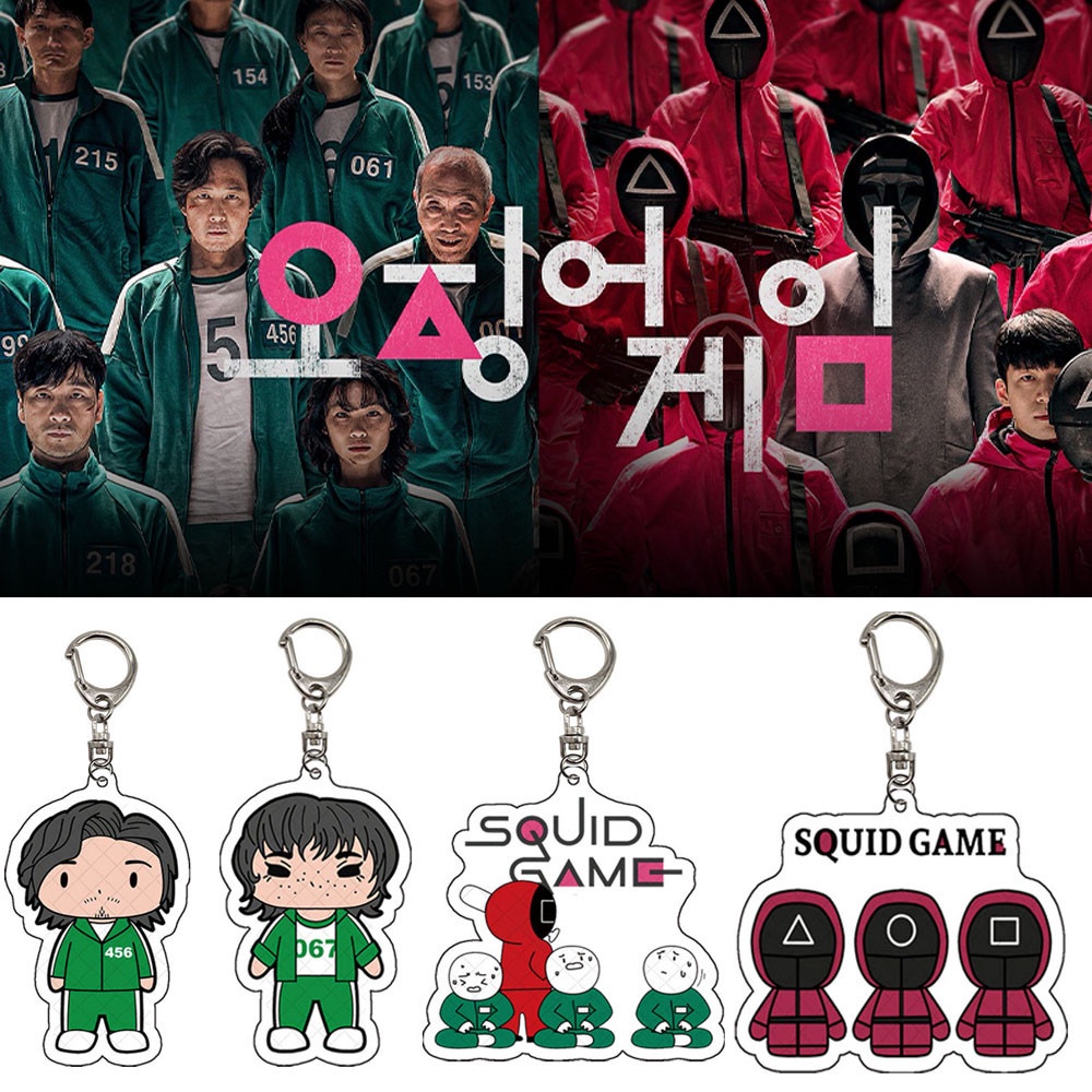 [sweet] korea  Creative Squid Game Figures pendant Keychain Key Ring Ornament