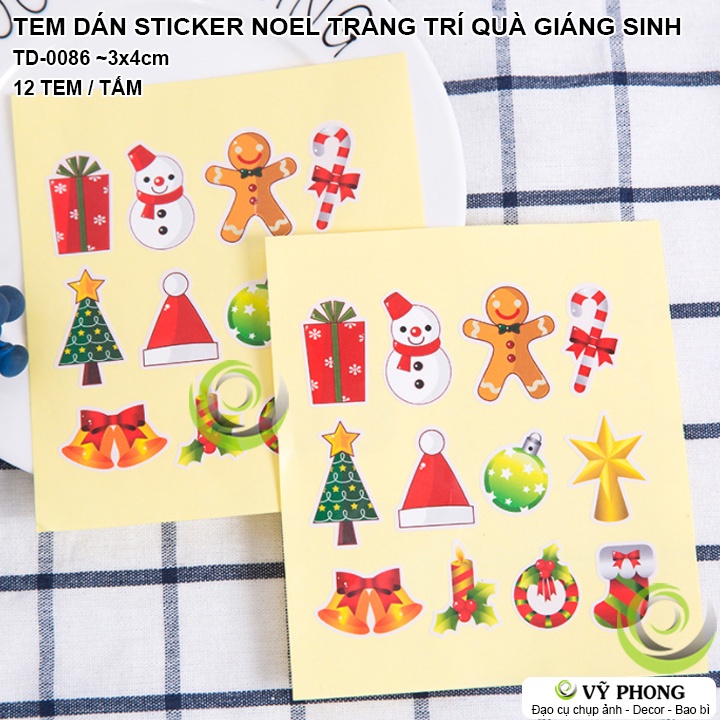 TEM DÁN STICKER DÁN TRANG TRÍ NOEL GIÁNG SINH DECOR NIÊM PHONG BAO BÌ TÚI BÁNH KẸO HỘP QUÀ TẶNG MERRY CHRISTMAS TD-0086