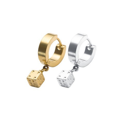 Bông Tai Nam Tòn Ten Cục Xúc Xắc Titan Ko Rỉ TT 2337