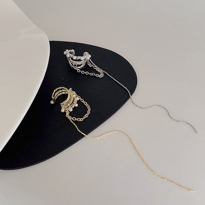 Bông Tai Dạng Kẹp Không Đau Nhiều Lớp Đính Ngọc Trai Cổ Điển