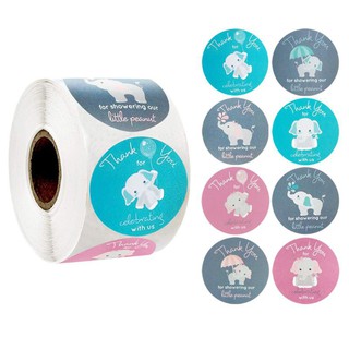 Cuộn 500 Stickers chữ Thank You hình động vật ngộ nghĩnh với nhiều thiết kế