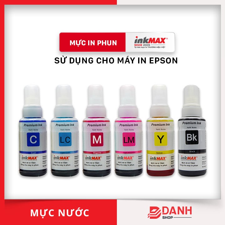 Mực nước inkMAX dùng cho máy Epson LL100/L110/L120/L200/L210/L220/L300/L310/L350/L355/L360/L385/L455/L485/L565/L605/L655