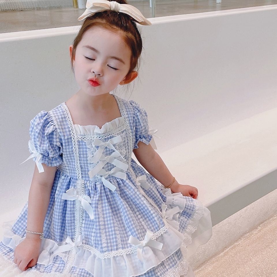 Girls' dress summer 2022 new children's Lolita style princess dress little girl's Pengpeng skirt baby performance 4ufD