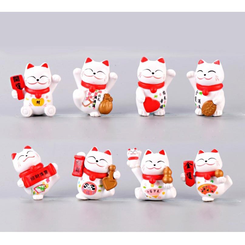 Full bộ mô hình 8 mèo thần tài maneki neko