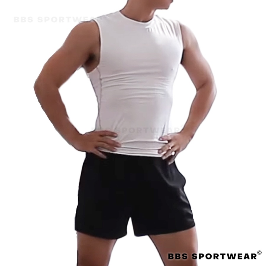 Áo thể thao sát nách BBS WEAR Trắng TANK TOP , Áo ba lỗ tập GYM nam AO03A