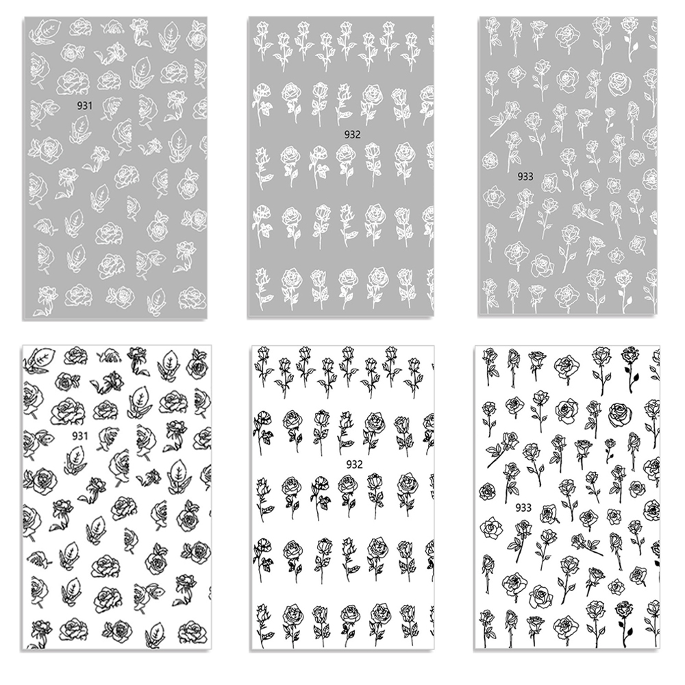 Nhãn dán móng 3D hình hoa hồng