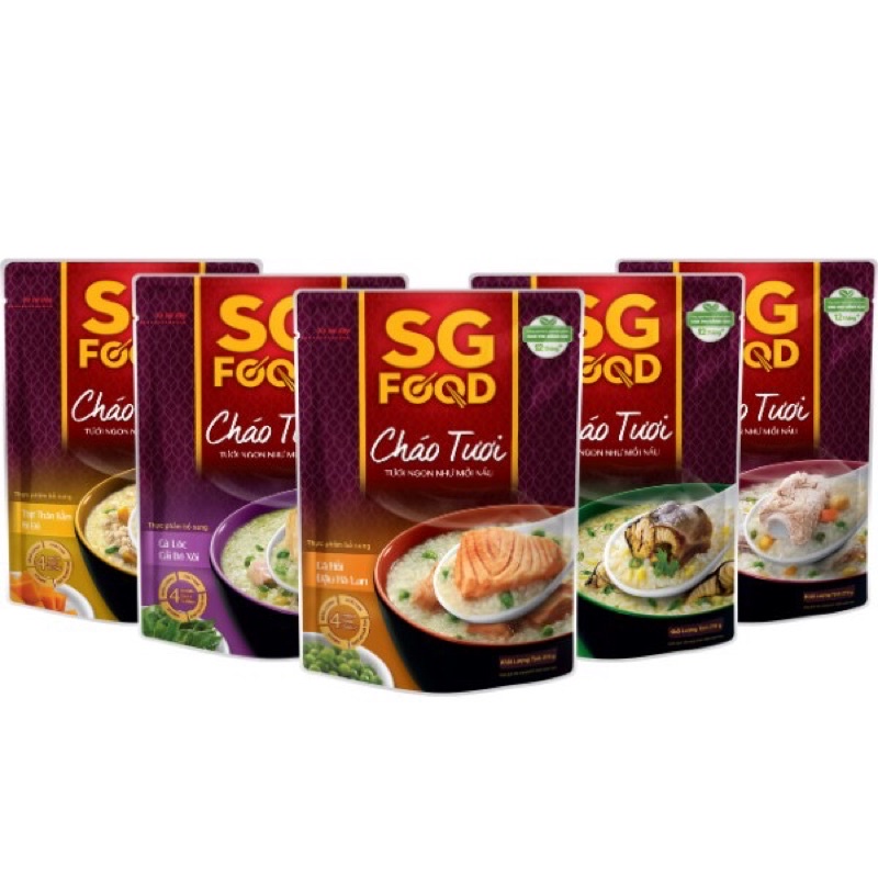 Cháo tươi SG Food Dinh Dưỡng, Cháo Ăn Liền (Thịt bằm, Lươn, Cá Lóc, Cá Hồi) 240g