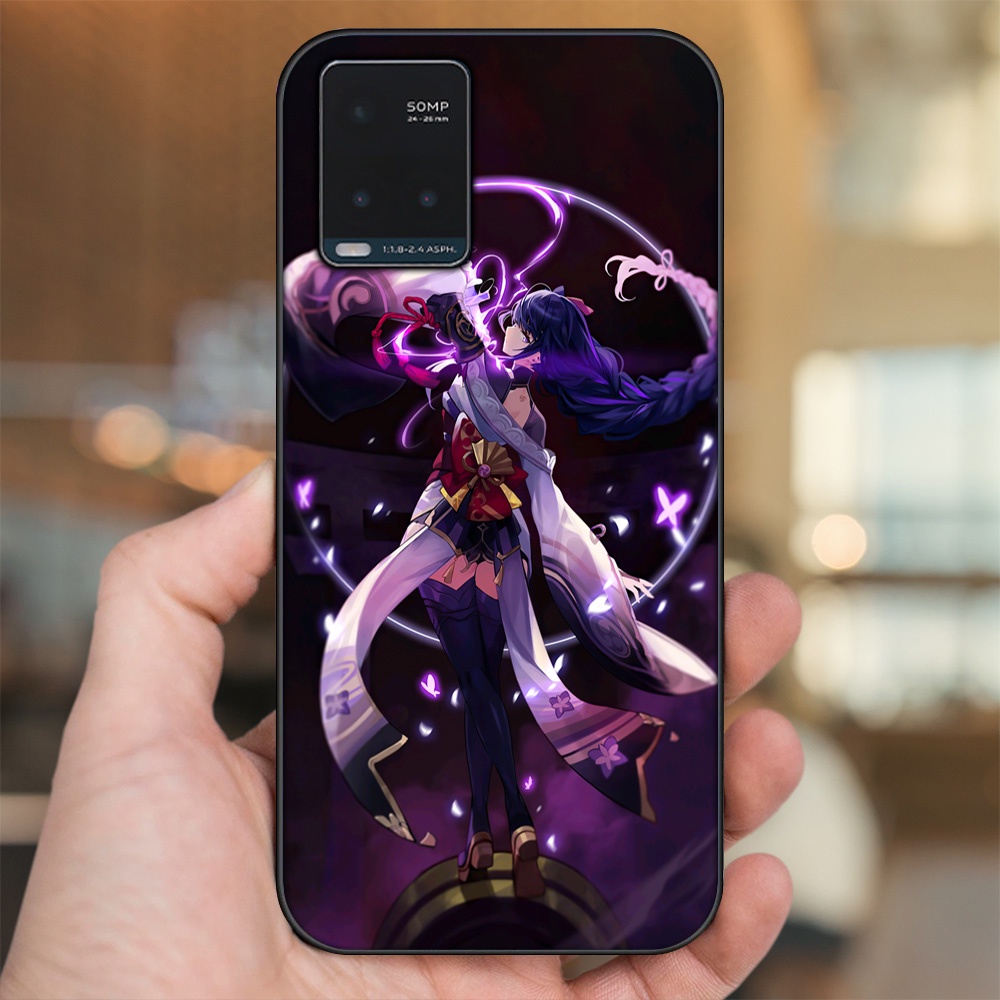 Ốp lưng Vivo Y21s, Y33s viền đen in hình Raiden Shogun Genshin Impact