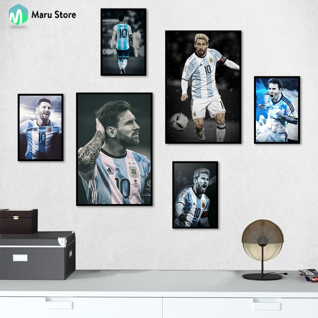 Bộ 6 Tranh Cầu Thủ Bóng Đá Messi Treo Tường Trang Trí Phòng