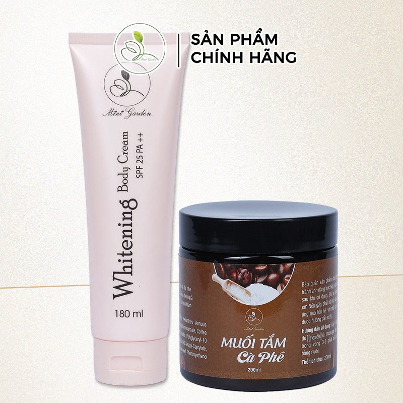 [HOT] Bộ Chăm Sóc Trắng Da 180ml  Minigarden (Kem Body Cream SPF 25 PA ++ 180ml + Muối Tắm Cafe 200 gram) PV1018