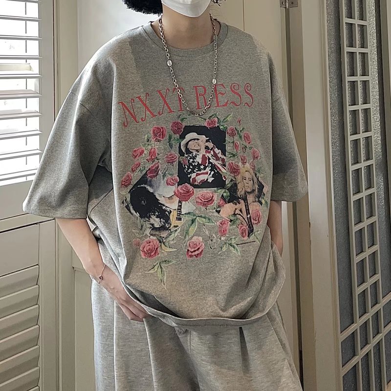 Áo Thun Dáng Rộng In Chữ Phong Cách Hip Hop Đường Phố Hàn Quốc Thời Trang Mùa Hè Cho Nam Cỡ Lớn M-8XL