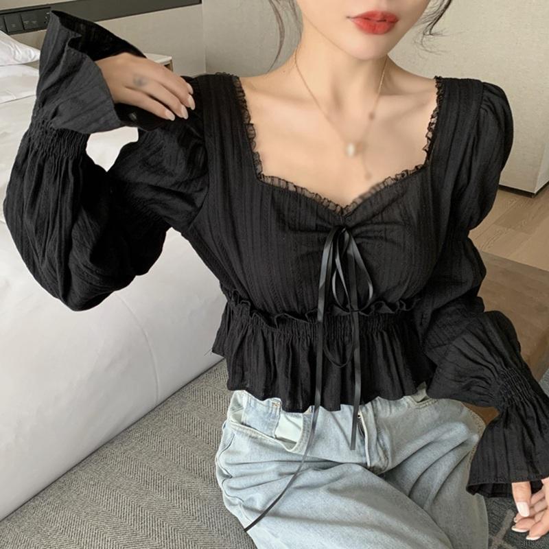 Áo Nữ Tay Dài Phối Ren Thời Trang Quyến Rũ