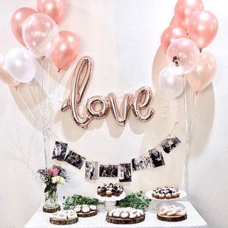 Bộ bong bóng trang trí chữ Love màu hồng trắng hpni39