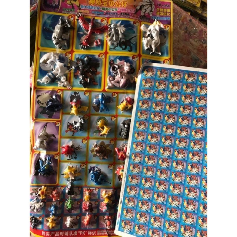 vỉ pokemon trúng thưởng( 50 con các cỡ kèm tem thưởng)
