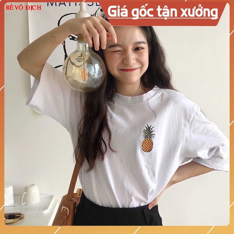 [GIÁ SỈ]Áo Thun Thời Trang Hàn Quốc Thêu Hình Quả Dứa Siêu Hot cho bạn trẻ trung, năng động và tự tin