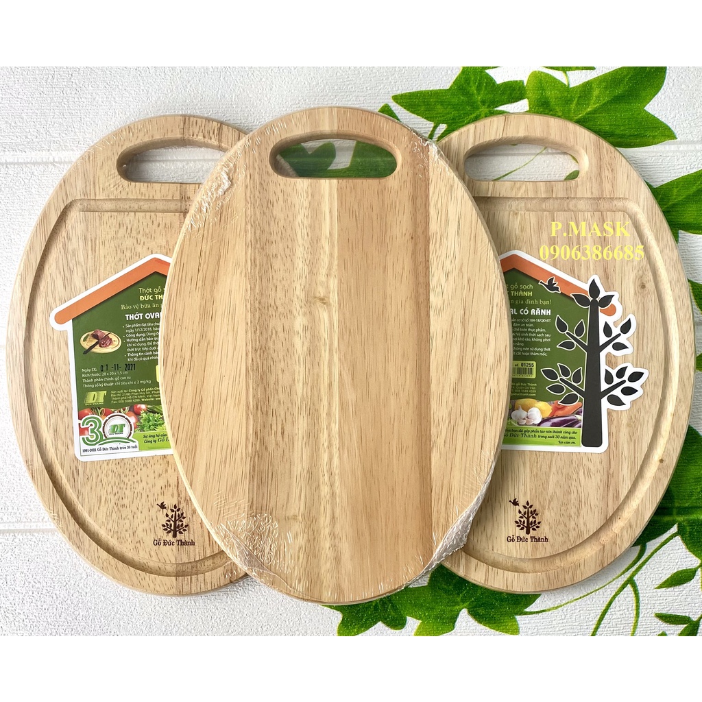 Thớt Gỗ Oval Có Rãnh 01255 Đức Thành - Thớt Gỗ Đức Thành có rãnh